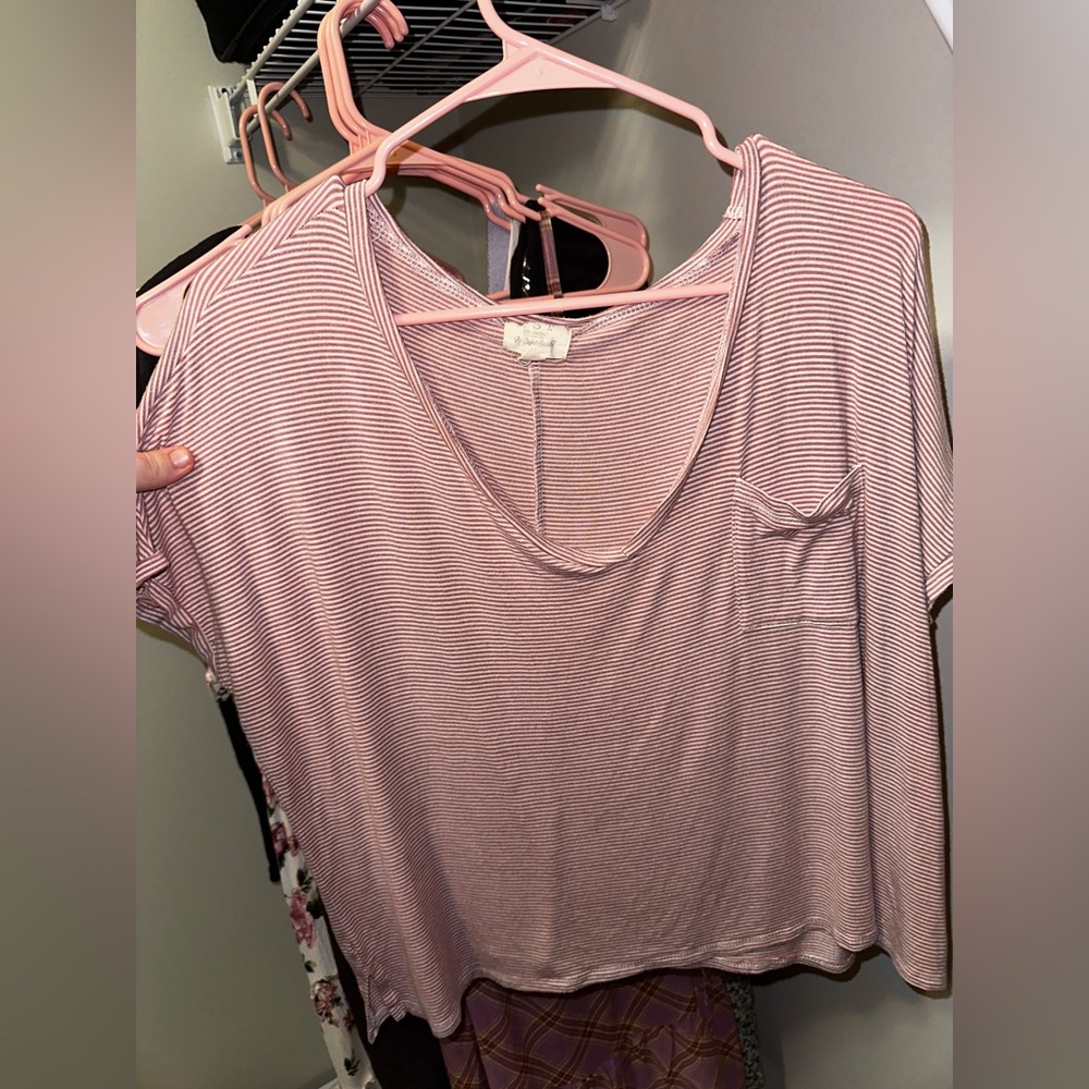 striped crop top with pocket